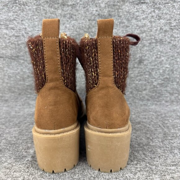 ✅Pop Collateral Boots Womens 6M Brown Faux Leather Block Heel Side Zip Shoes - Picture 8 of 10